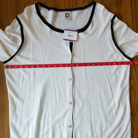 Anne Klein Cream/Navy Cardigan 2X NWT - Picture 7 of 8